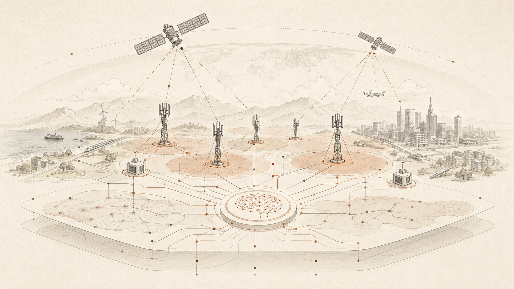 6G terrestrial and non-terrestrial network architecture graphic